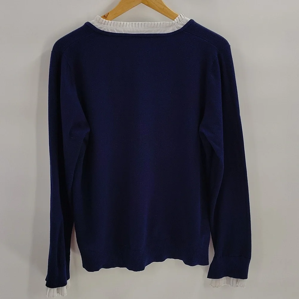 Vila Milano Knit Top Size Large XL Ruffle Neck Cuff Detail Quiet Luxury - Picture 6 of 6